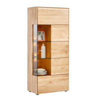 VITRINE Venturo in massiv Wildeiche Eichefarben  - Edelstahlfarben/Eichefarben, KONVENTIONELL, Glas/Holz (70,7/164,2/40,9cm) - Valnatura