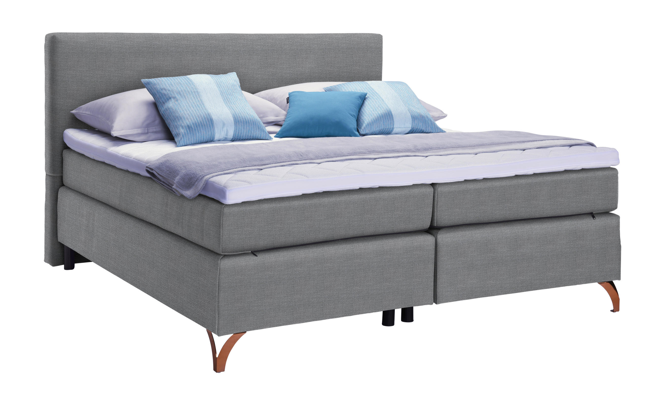 POSTELJA BOXSPRING 140 cm   x 200 cm  , tekstil siva  - siva/barve bakra, Konvencionalno, kovina/tekstil (140/200cm) - Esposa