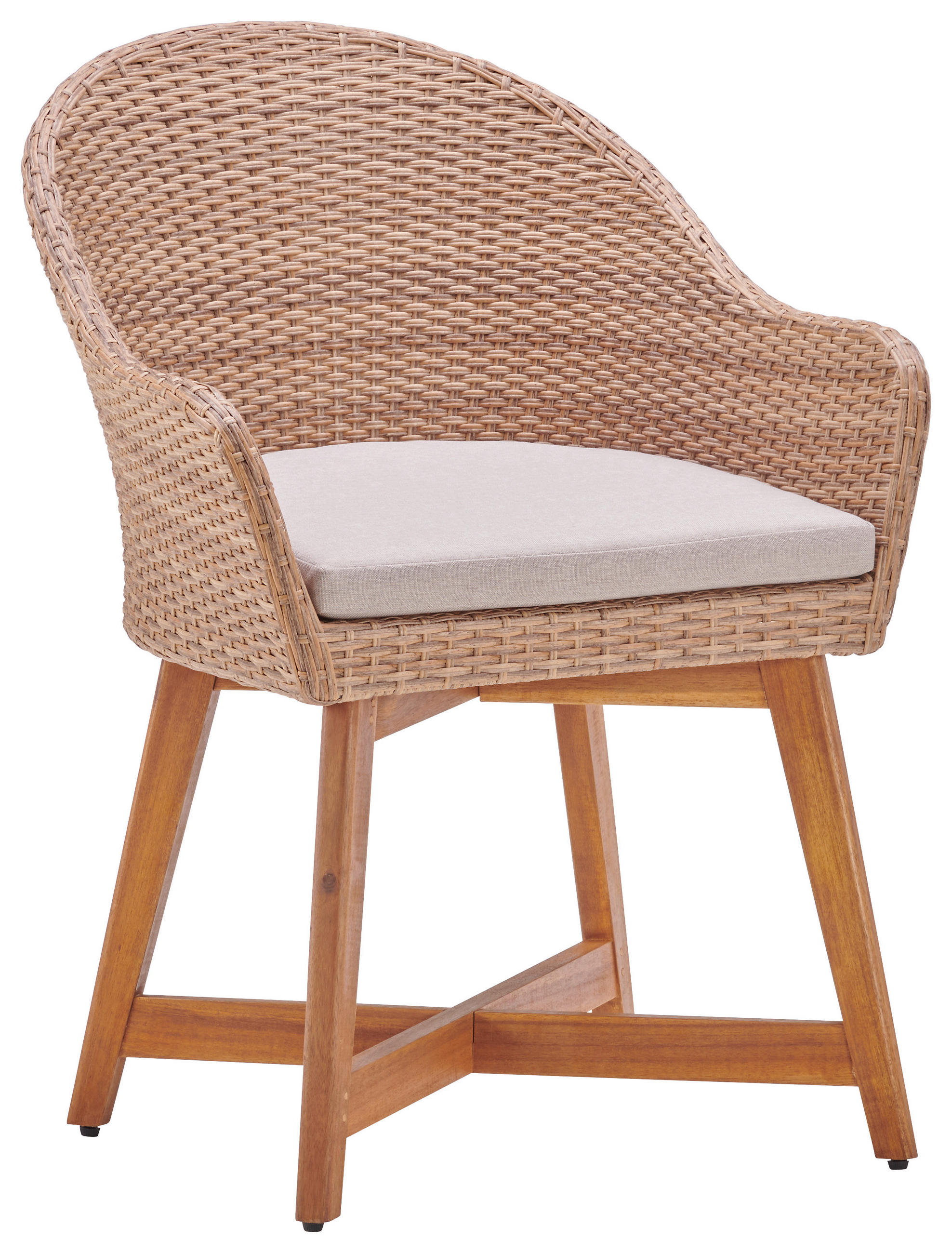 GARTENSESSEL Akazie Stahl Hellbraun  - Hellbraun, MODERN, Holz/Kunststoff (62/86/64cm) - Ambia Garden