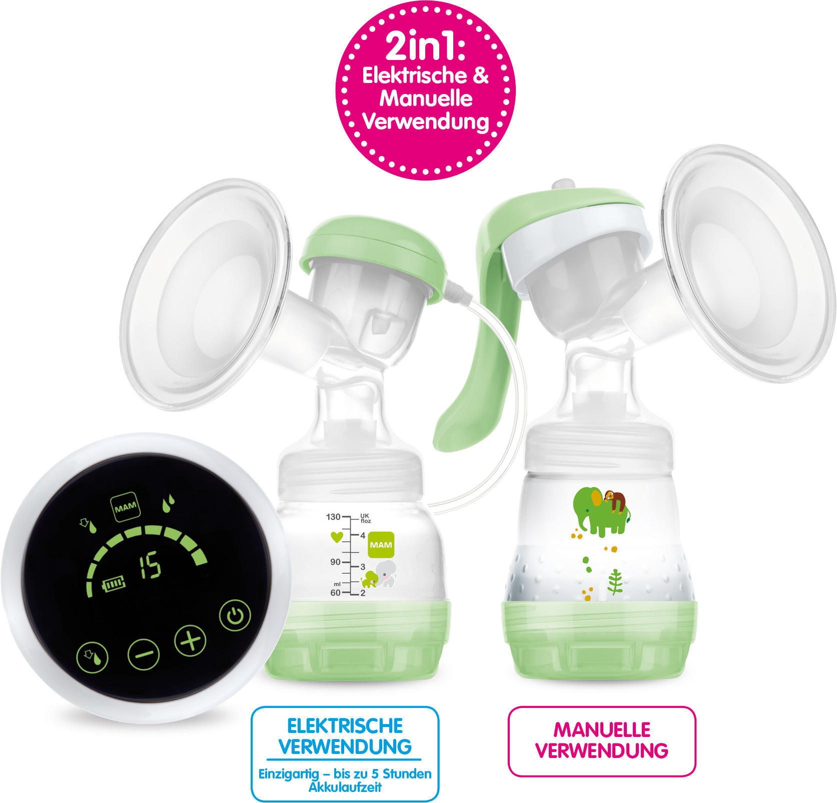 MILCHPUMPE   - Transparent/Grün, Basics, Kunststoff (28,5/15,8/24,3cm) - MAM