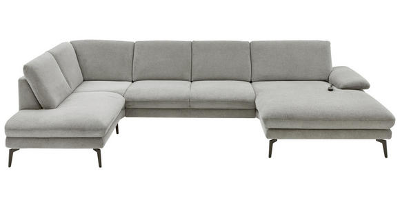 WOHNLANDSCHAFT in Webstoff Grau - Schwarz/Grau, Design, Textil/Metall (208/344/180cm) - Dieter Knoll