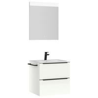 BADEZIMMER  in 61 cm  - Weiß Hochglanz/Schwarz, MODERN, Holzwerkstoff/Stein (61cm) - Nobilia