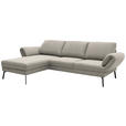 ECKSOFA  in Flachgewebe Naturfarben Armteilverstellung, Relaxfunktion, Drehsitzfunktion  175-224/255-365 cm  - Schwarz/Naturfarben, Design, Textil/Metall (175-224/255-365cm) - Dieter Knoll