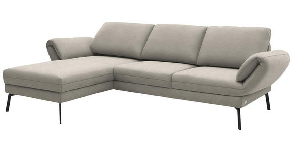 ECKSOFA  in Flachgewebe Naturfarben Armteilverstellung, Relaxfunktion, Drehsitzfunktion  175-224/255-365 cm  - Schwarz/Naturfarben, Design, Textil/Metall (175-224/255-365cm) - Dieter Knoll