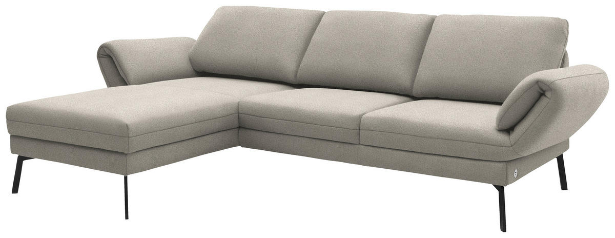 ECKSOFA  in Flachgewebe Naturfarben  175-224/255-365 cm  - Schwarz/Naturfarben, Design, Textil/Metall (175-224/255-365cm) - Dieter Knoll