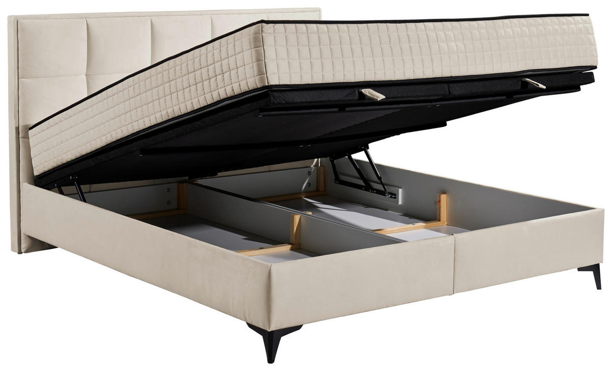 BOXBETT 180/200 cm  in Creme  - Creme/Schwarz, MODERN, Holzwerkstoff/Kunststoff (180/200cm) - MID.YOU