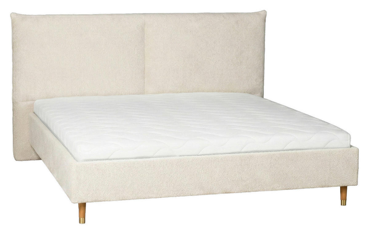 POLSTERBETT 140/200 cm,  in Weiß,  - Eichefarben/Weiß, MODERN, Holz/Textil (140/200cm) - Livetastic