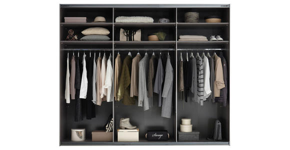 SCHWEBETÜRENSCHRANK 270/226/60 cm 3-türig Weiß - Schwarz/Weiß, KONVENTIONELL, Glas/Holzwerkstoff (270/226/60cm) - Carryhome
