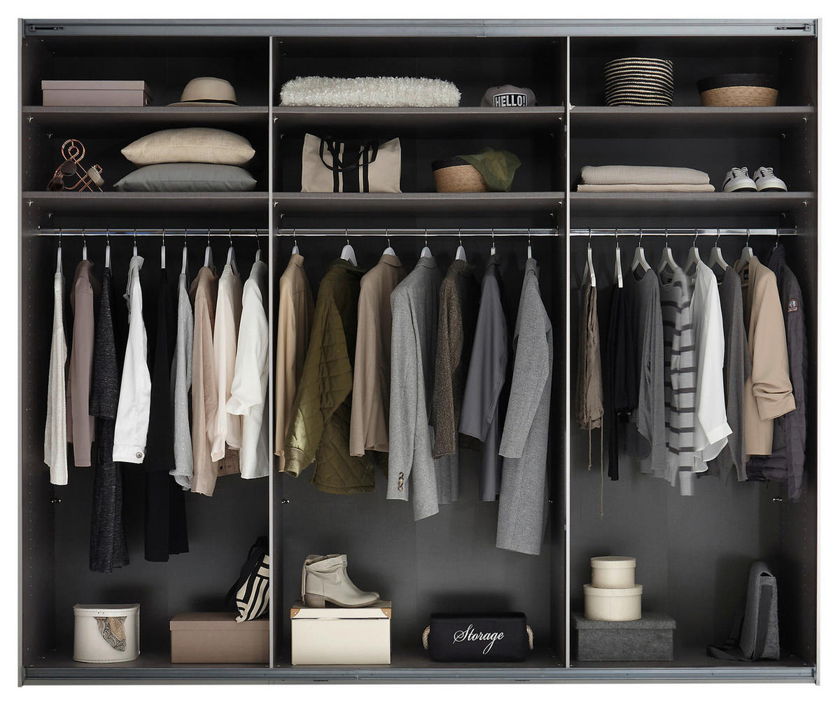 SCHWEBETÜRENSCHRANK 270/226/60 cm 3-türig Weiß  - Schwarz/Weiß, KONVENTIONELL, Glas/Holzwerkstoff (270/226/60cm) - Carryhome