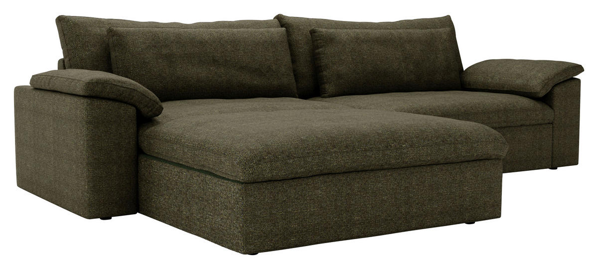 ECKSOFA  in Webstoff Grün  198/306 cm  - Schwarz/Grün, MODERN, Kunststoff/Textil (198/306cm) - Carryhome
