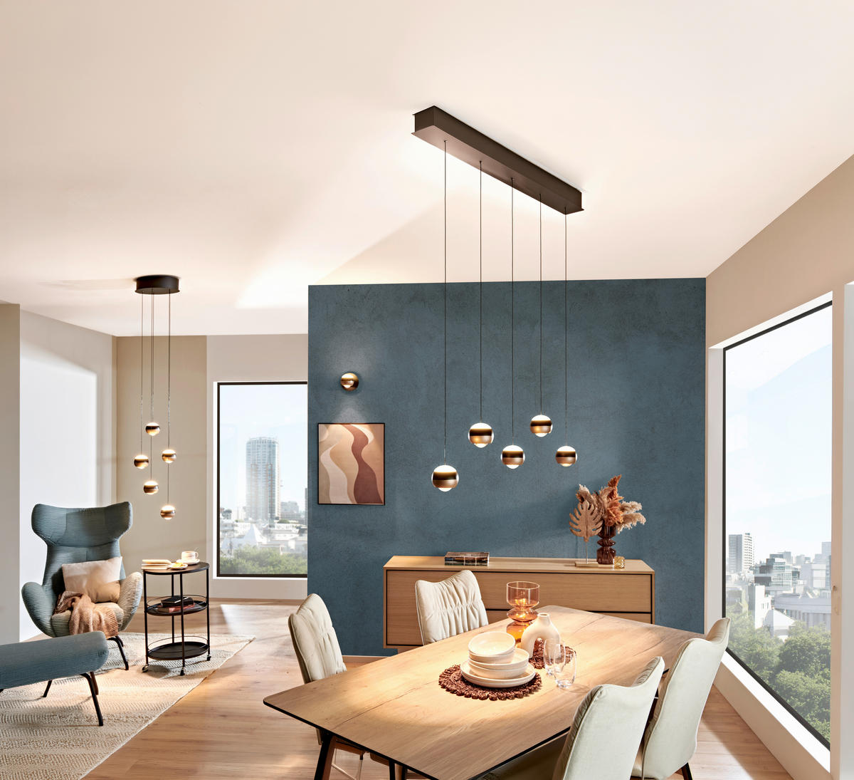 ZÁVĚSNÉ LED SVÍTIDLO, 100/10,5/200 cm  - černá, Design, kov (100/10,5/200cm) - Trio Leuchten