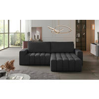 ECKSOFA  Anthrazit Samt  - Anthrazit/Schwarz, Design, Kunststoff/Textil (250/175cm) - MID.YOU