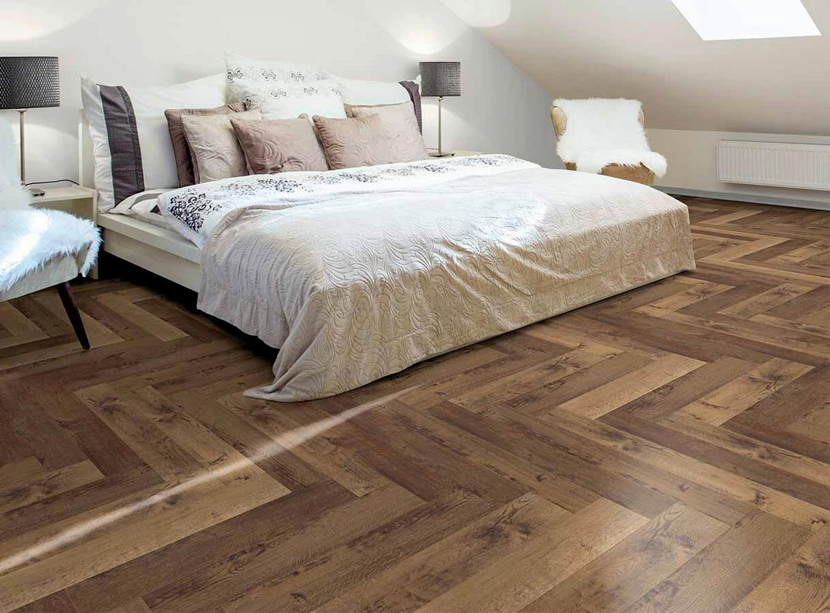 DESIGNBODEN Herringbone  per  m² - Hellbraun/Eichefarben, Basics, Kunststoff (72/12/0.8cm)