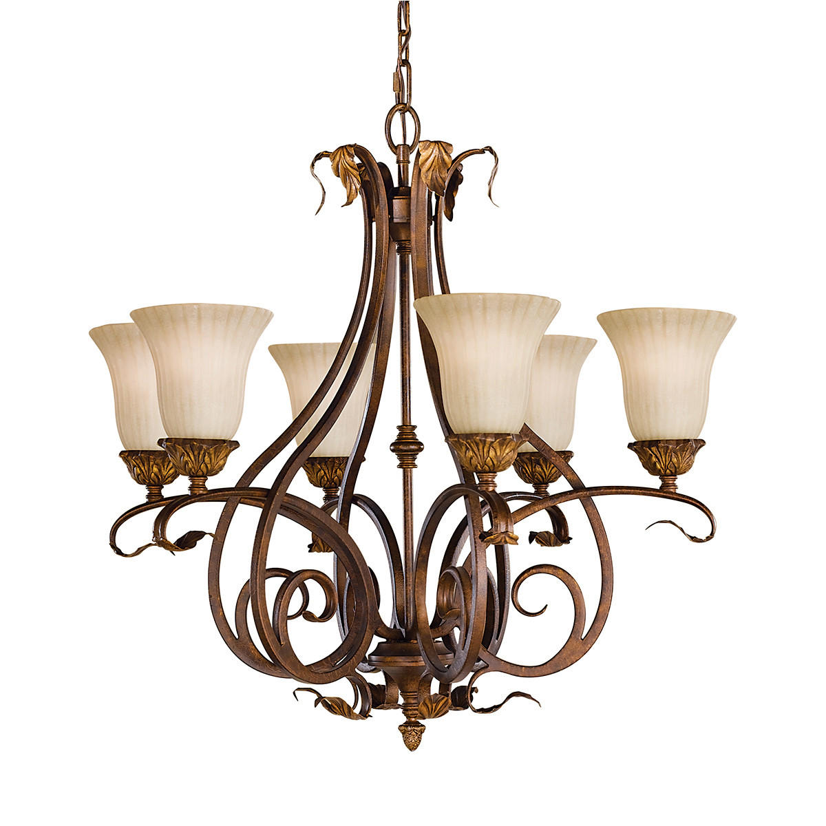 KRONLEUCHTER Sonomavalley 73/82 cm  - Rotbraun, KONVENTIONELL, Glas/Metall (73/82cm) - Elstead Lighting