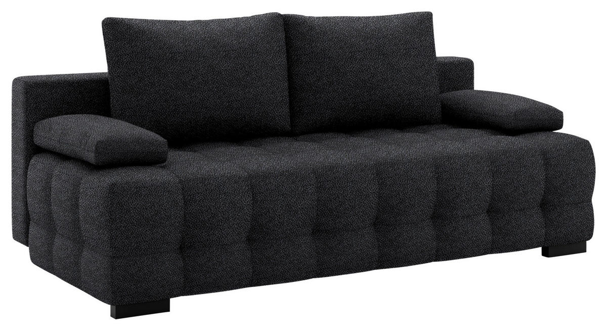 SCHLAFSOFA in Chenille, Plüsch Schwarz  - Schwarz, KONVENTIONELL, Kunststoff/Textil (209/96/100cm) - Stylife