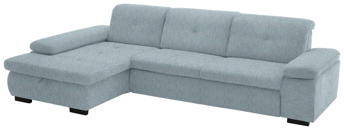 ECKSOFA in Flachgewebe Türkis  - Türkis/Schwarz, Design, Textil/Metall (174/297cm) - Beldomo Style