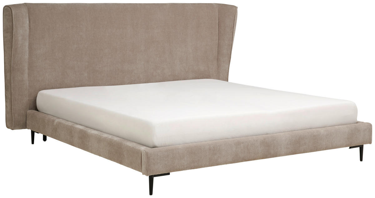 POLSTERBETT Lattenrost 180/200 cm  in Beige  - Beige/Schwarz, MODERN, Holz/Textil (180/200cm) - Livetastic