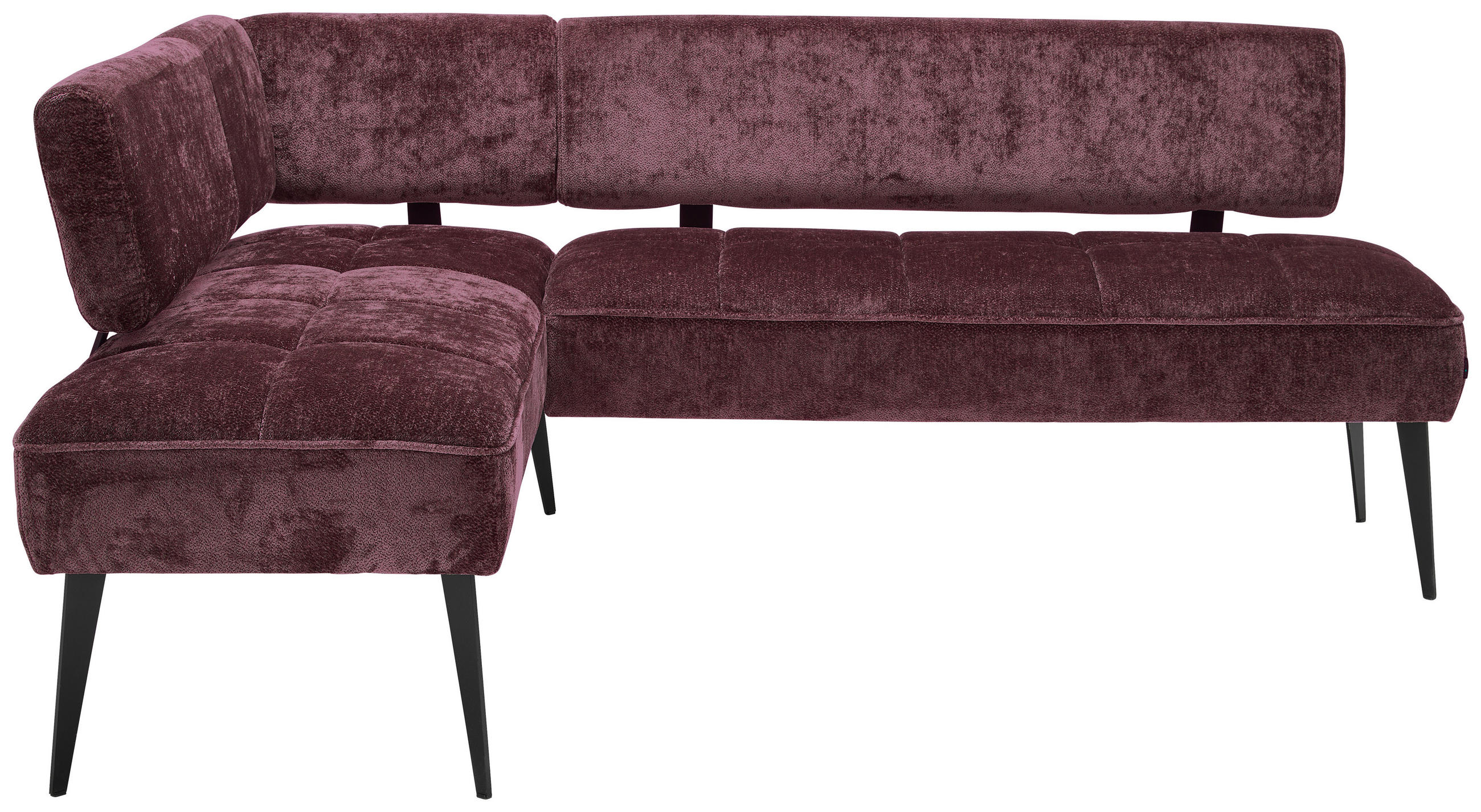ECKBANK 162/212 cm Webstoff Bordeaux Metall   - Bordeaux/Schwarz, MODERN, Textil/Metall (162/212cm) - Welnova