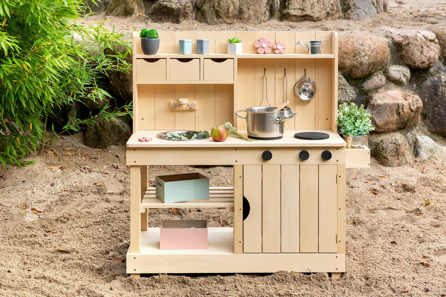 MATSCHKÜCHE Explorer  - Naturfarben, Basics, Holz/Metall (102/40/105cm) - MUDDY BUDDY