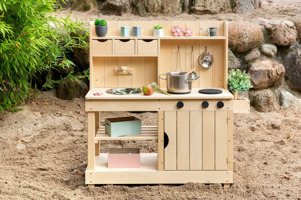 MATSCHKÜCHE Explorer  - Naturfarben, Basics, Holz/Metall (102/40/105cm) - MUDDY BUDDY