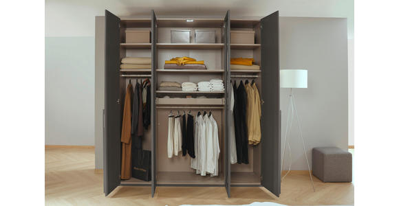 DREHTÜRENSCHRANK in Graphitfarben, Grau - Graphitfarben/Grau, Trend, Glas/Holzwerkstoff (201/223/60cm) - Novel