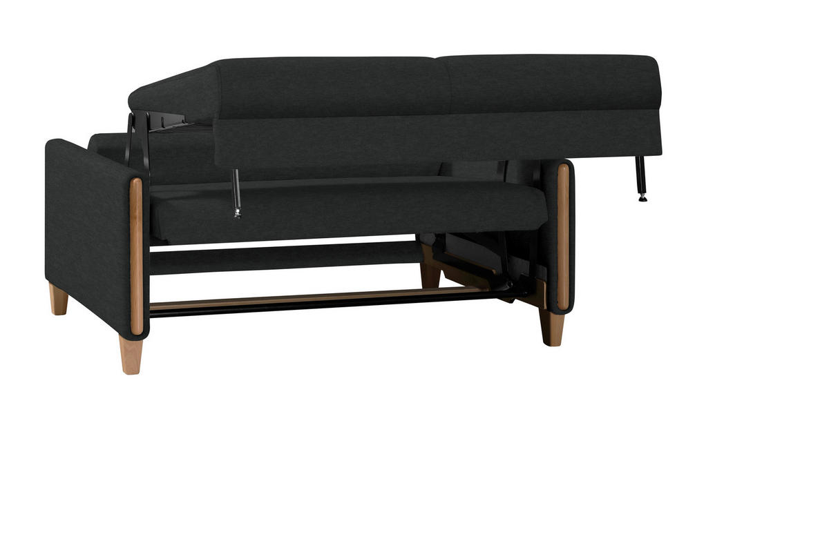 SCHLAFSOFA in Holz, Textil Schwarz, Buchefarben  - Buchefarben/Schwarz, Design, Holz/Textil (174/88/104cm) - Niels Andersson