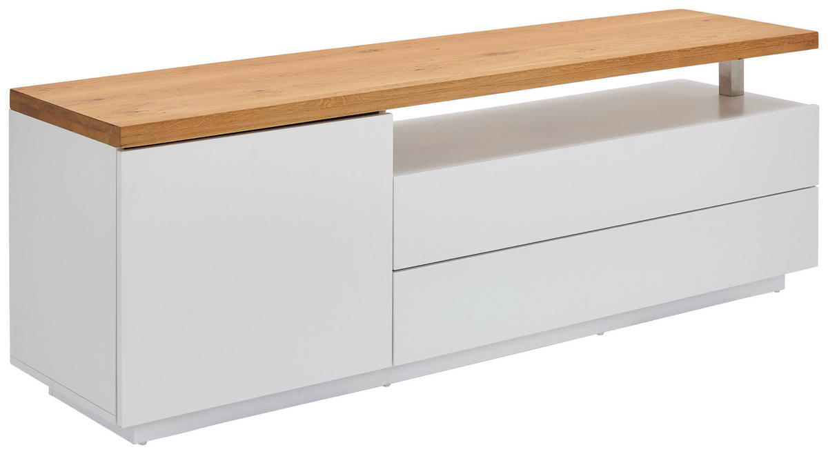 NISKA KOMODA   160/53,5/41,5 cm   bela, boja hrasta   - boja hrasta/bela, Konvencionalno, drvo/pločasti materijal (160/53,5/41,5cm) - Novel