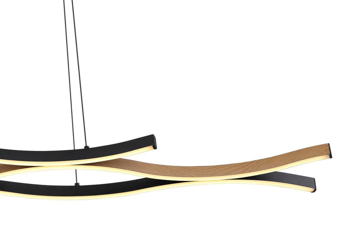 LED-HÄNGELEUCHTE 108/18/120 cm   - Opal/Schwarz, MODERN, Kunststoff/Metall (108/18/120cm) - Globo