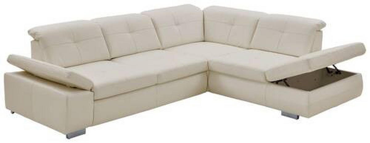 ECKSOFA in Echtleder Weiss  - Weiss, Basics, Leder/Metall (312/260cm) - Beldomo Premium