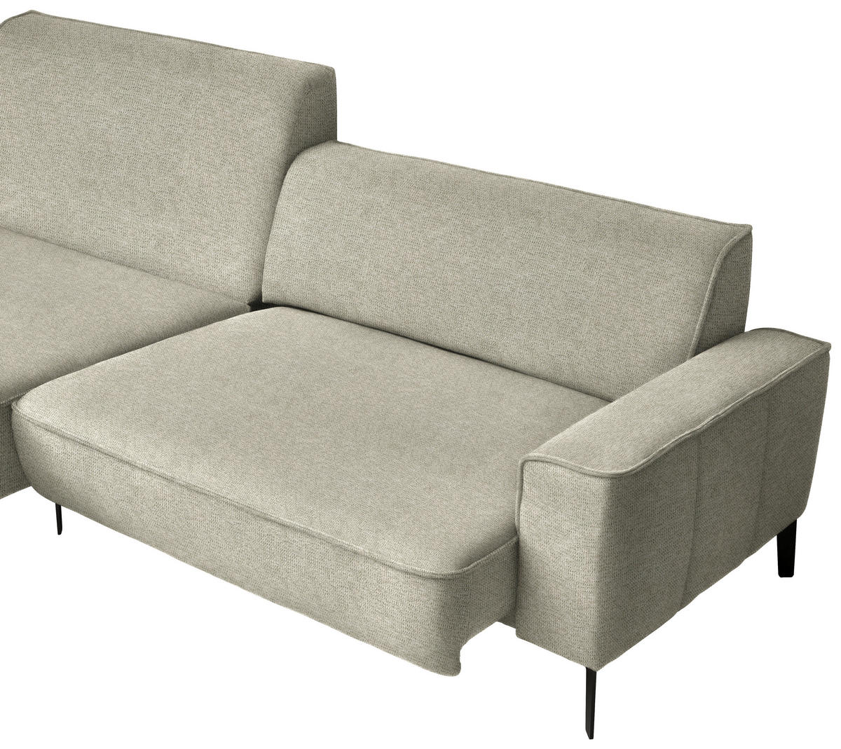 ECKSOFA in Flachgewebe Beige  190/285 cm  - Beige/Schwarz, Design, Textil/Metall (190/285cm) - Johann Jakob