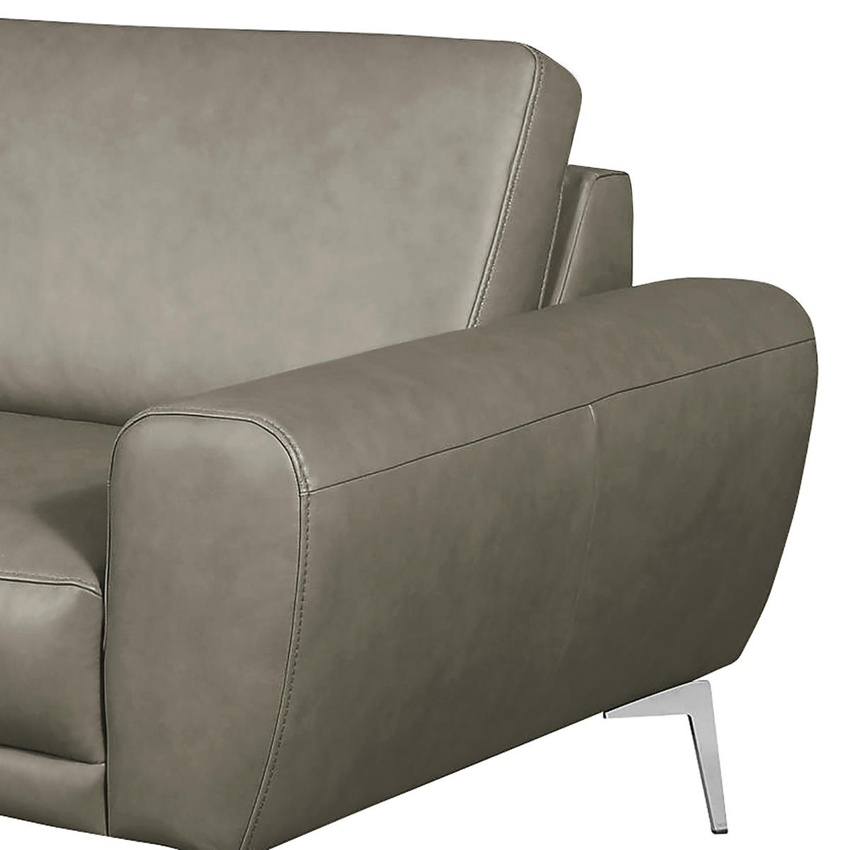 3-SITZER-SOFA Echtleder Grau  - Chromfarben/Grau, Design, Leder/Metall (207/85/92cm) - Livetastic