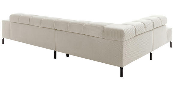 ECKSOFA inkl. Sitzvorzug Creme Cord  - Creme/Schwarz, Design, Textil/Metall (216/321cm) - Hom`in