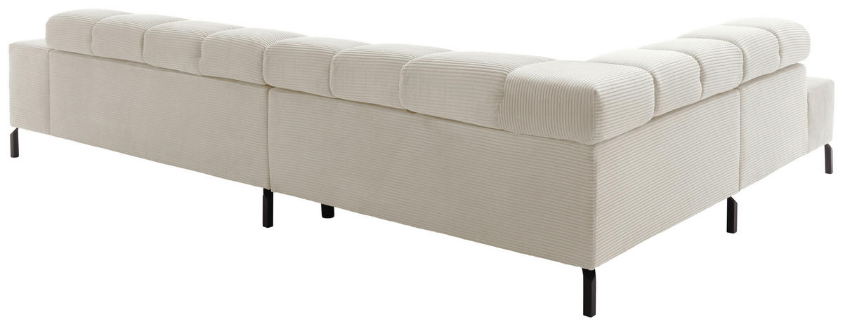 ECKSOFA in Cord Creme  - Creme/Schwarz, Design, Textil/Metall (216/321cm) - Hom`in