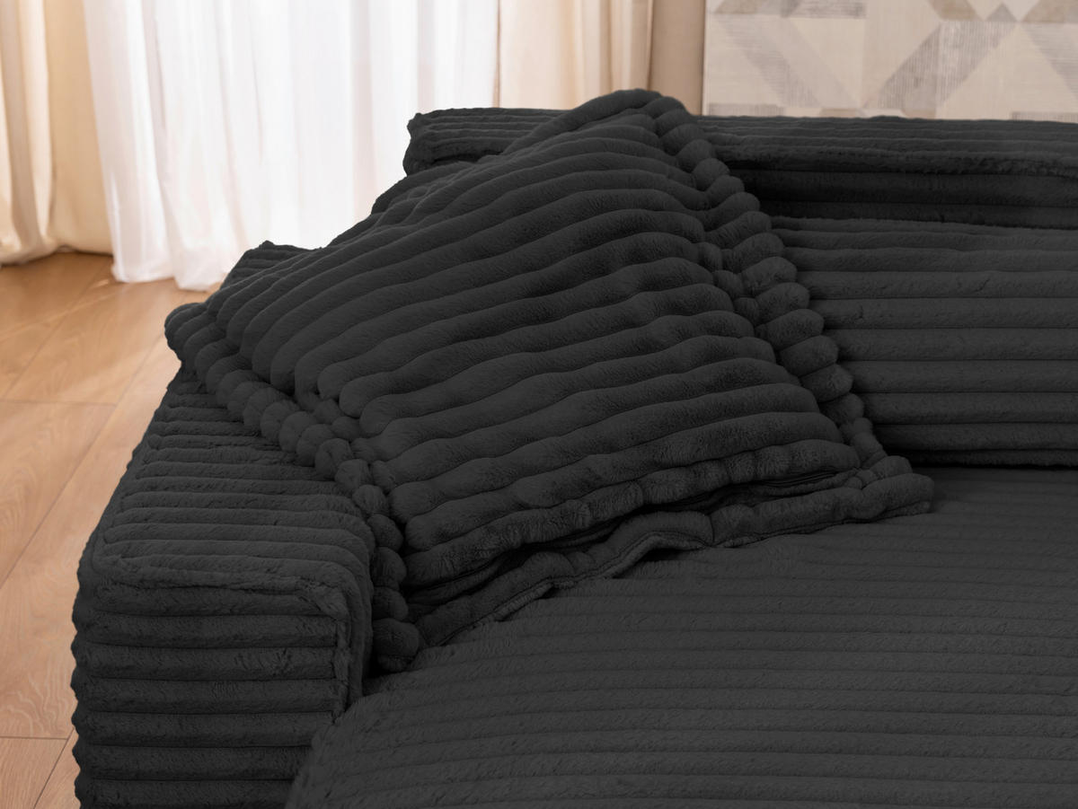ECKSOFA Curduroy in Cord Anthrazit Rückenkissen  251/142 cm  - Anthrazit/Schwarz, Design, Kunststoff/Textil (251/142cm) - P & B