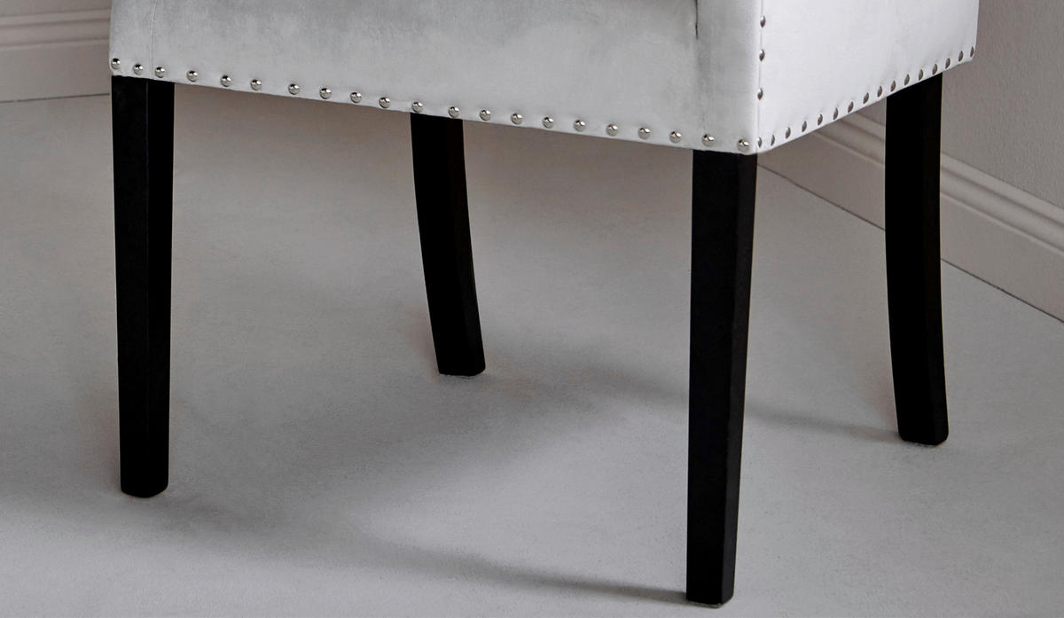 ARMLEHNSTUHL  in Samt  - Silberfarben/Schwarz, Modern, Holz/Textil (58/62,5/88cm) - Livetastic