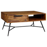 Couchtisch "Nishan" , Sheesham massiv 87/41/55 cm rechteckig Sheeshamfarben  - Sheeshamfarben/Schwarz, Design, Holz/Metall (87/41/55cm) - MID.YOU