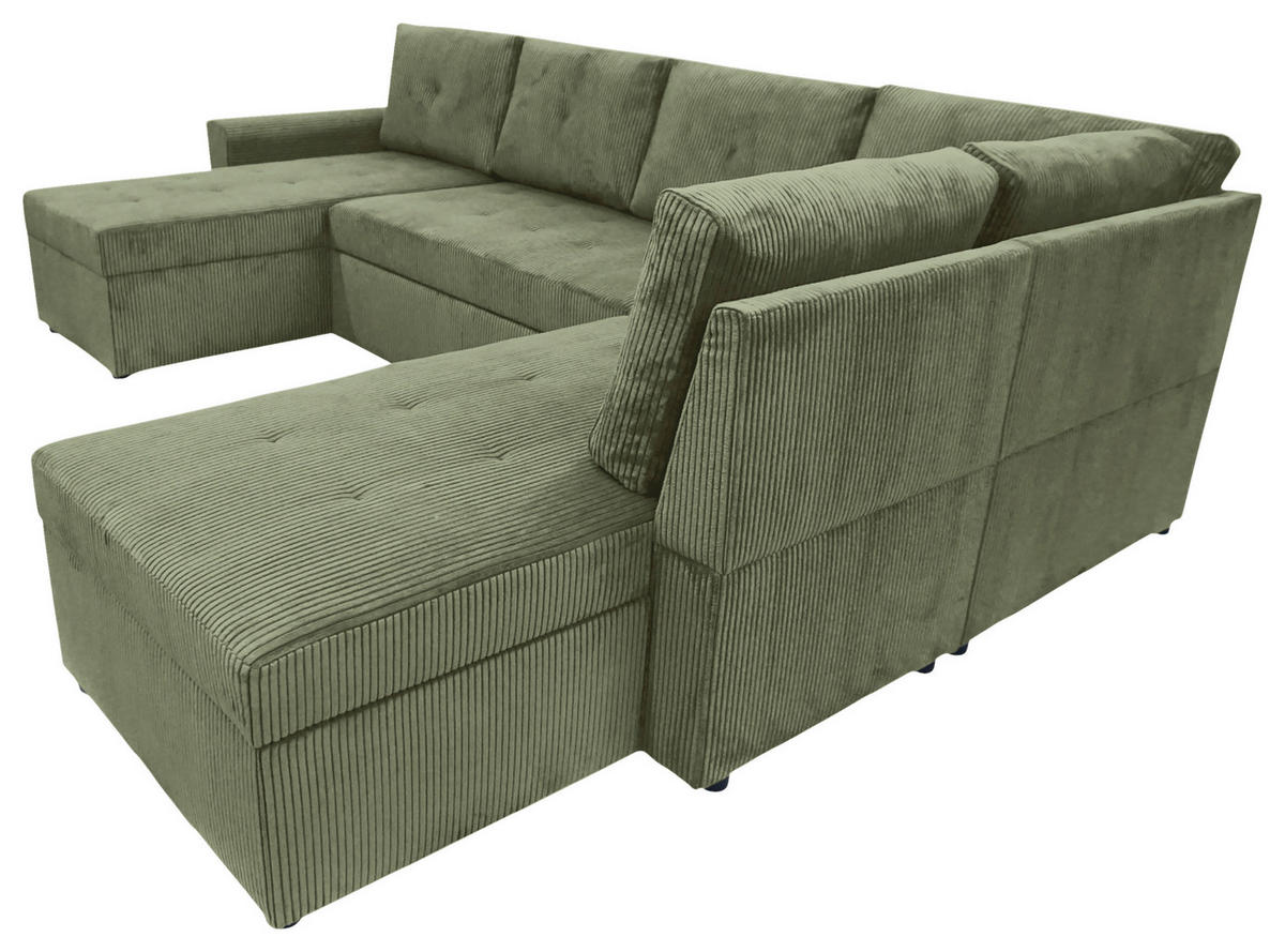 WOHNLANDSCHAFT TERMOLI Mintgrün Cord  - Schwarz/Mintgrün, Design, Kunststoff/Textil (155/297/212cm) - MID.YOU