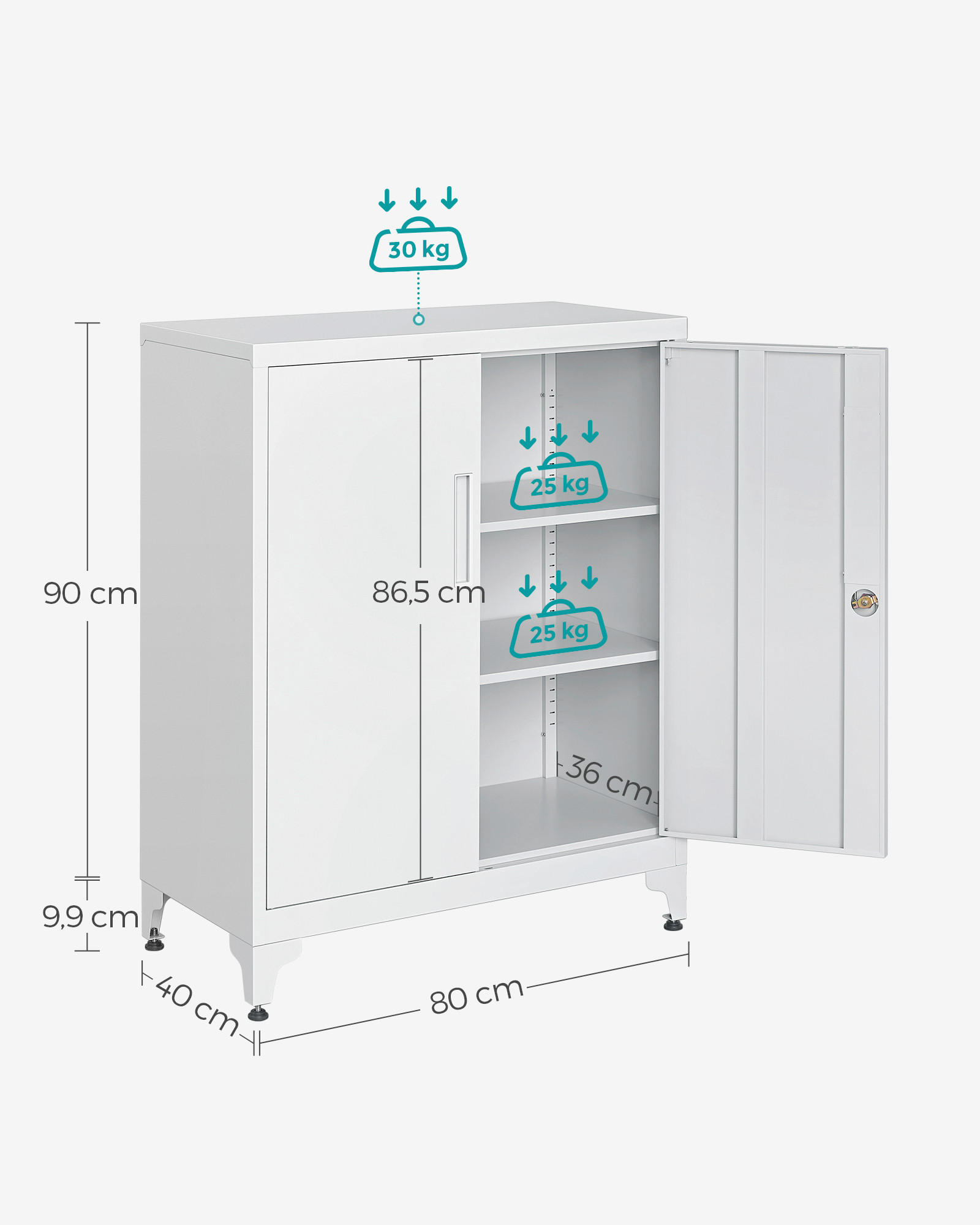 MEHRZWECKSCHRANK 80/90/40 cm  in Grauweiß  - Grauweiß, Basics, Metall (80/90/40cm)