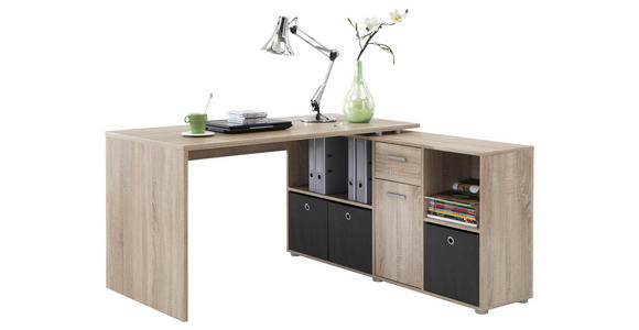 ECKSCHREIBTISCH Eichefarben - Chromfarben/Eichefarben, Design, Holz/Kunststoff (137/75/68cm) - Cantus