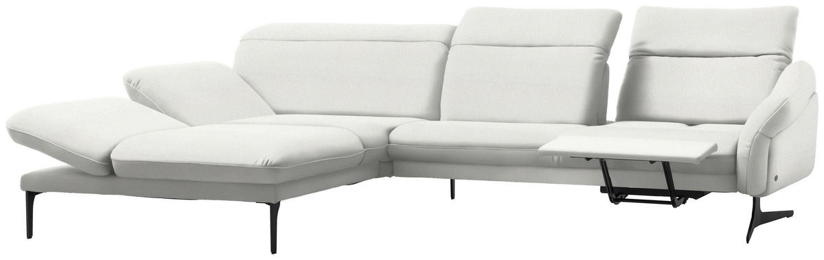 ECKSOFA in Webstoff Creme  - Anthrazit/Creme, Design, Textil/Metall (203/299cm) - Himolla