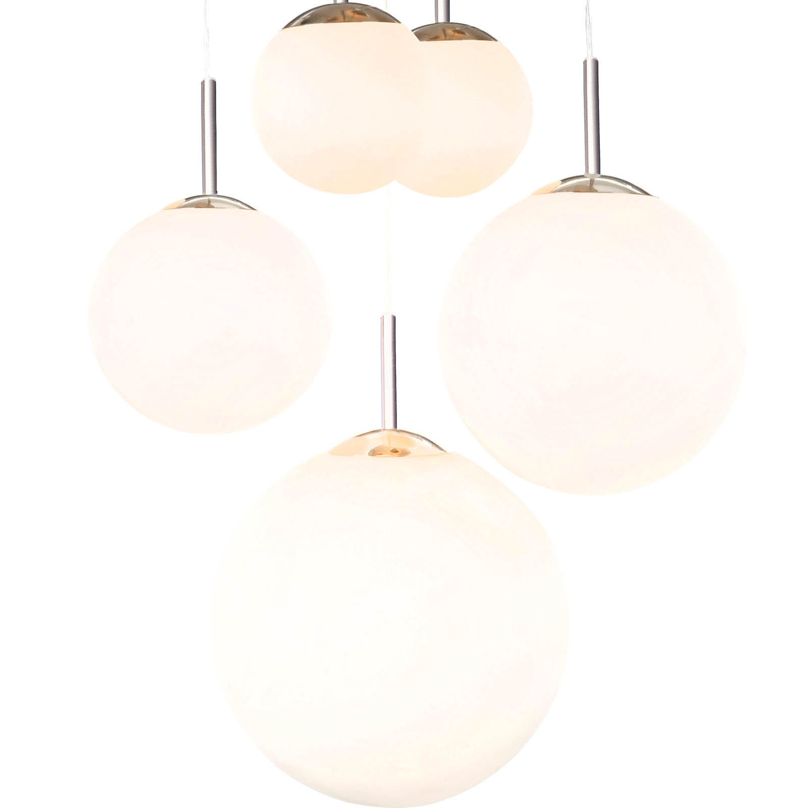 HÄNGELEUCHTE 50/90 cm  - Opal/Nickelfarben, Basics, Glas/Metall (50/90cm) - Globo