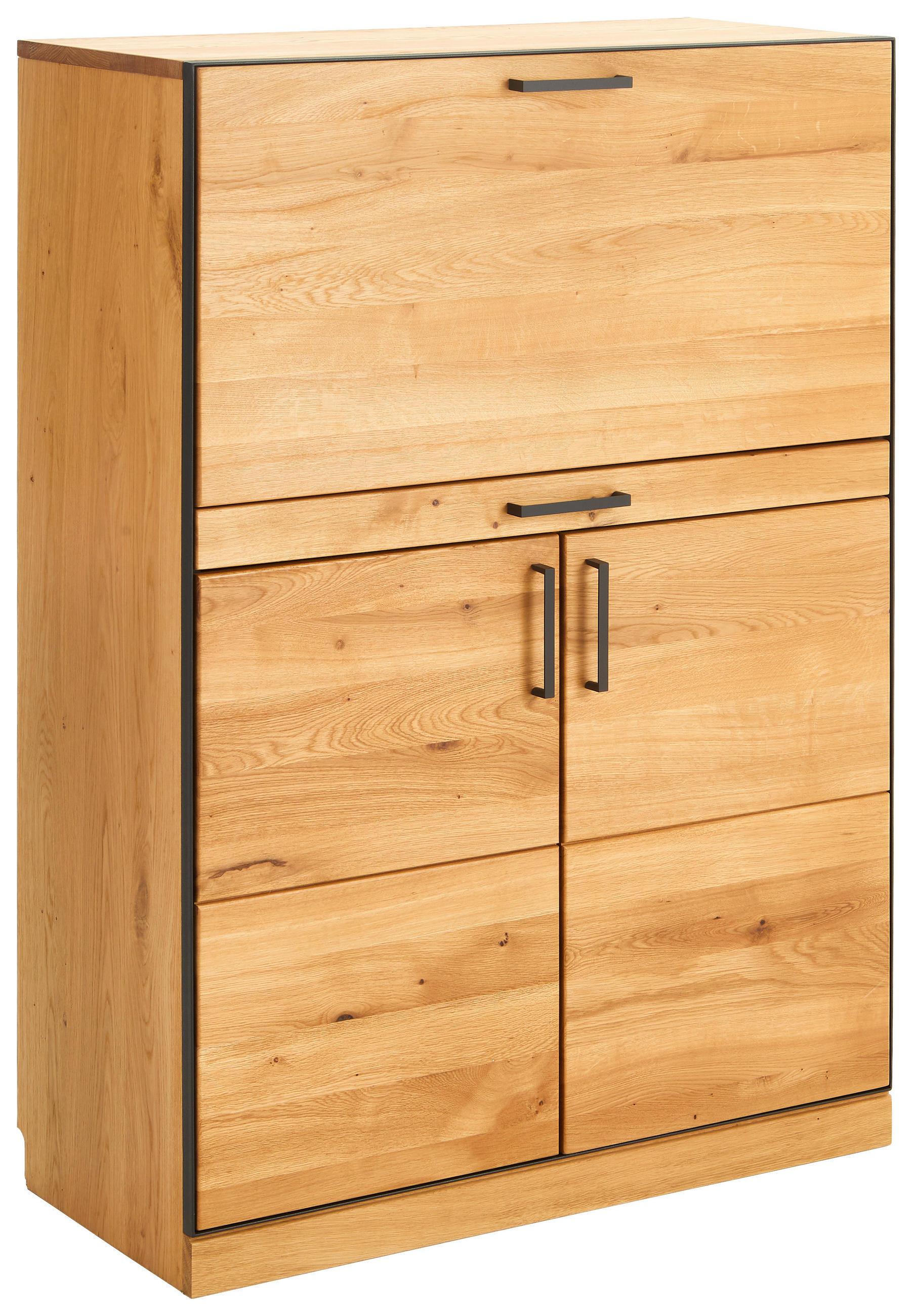 SEKRETÄR  Kabeldurchlass, Stauraum  - Eichefarben/Anthrazit, Natur, Holz/Metall (86/122/40cm) - Linea Natura