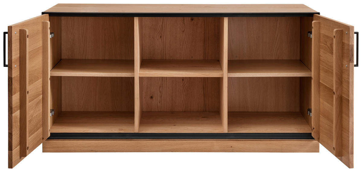 KOMMODE  in 120/66/42 cm  - Eichefarben/Schwarz, Natur, Holz/Metall (120/66/42cm) - Linea Natura
