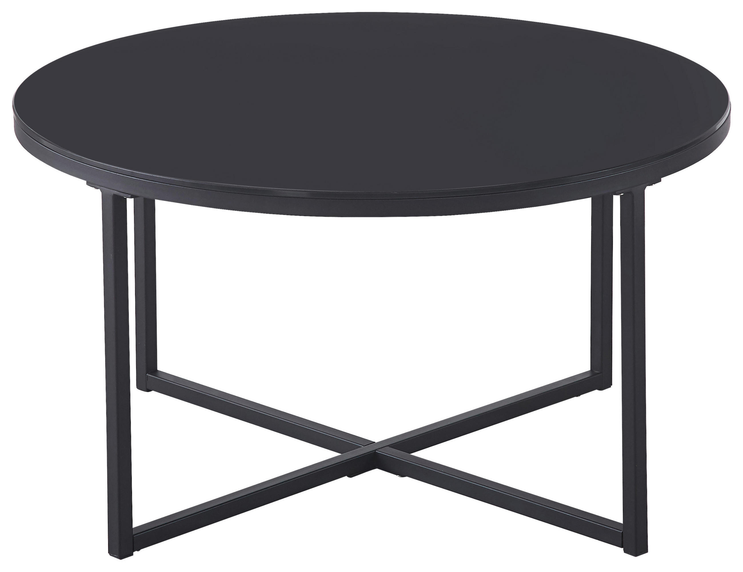 KONFERENČNÍ STOLEK, černá, kov, sklo, 80/80/45 cm - černá, Design, kov/sklo (80/80/45cm) - Carryhome