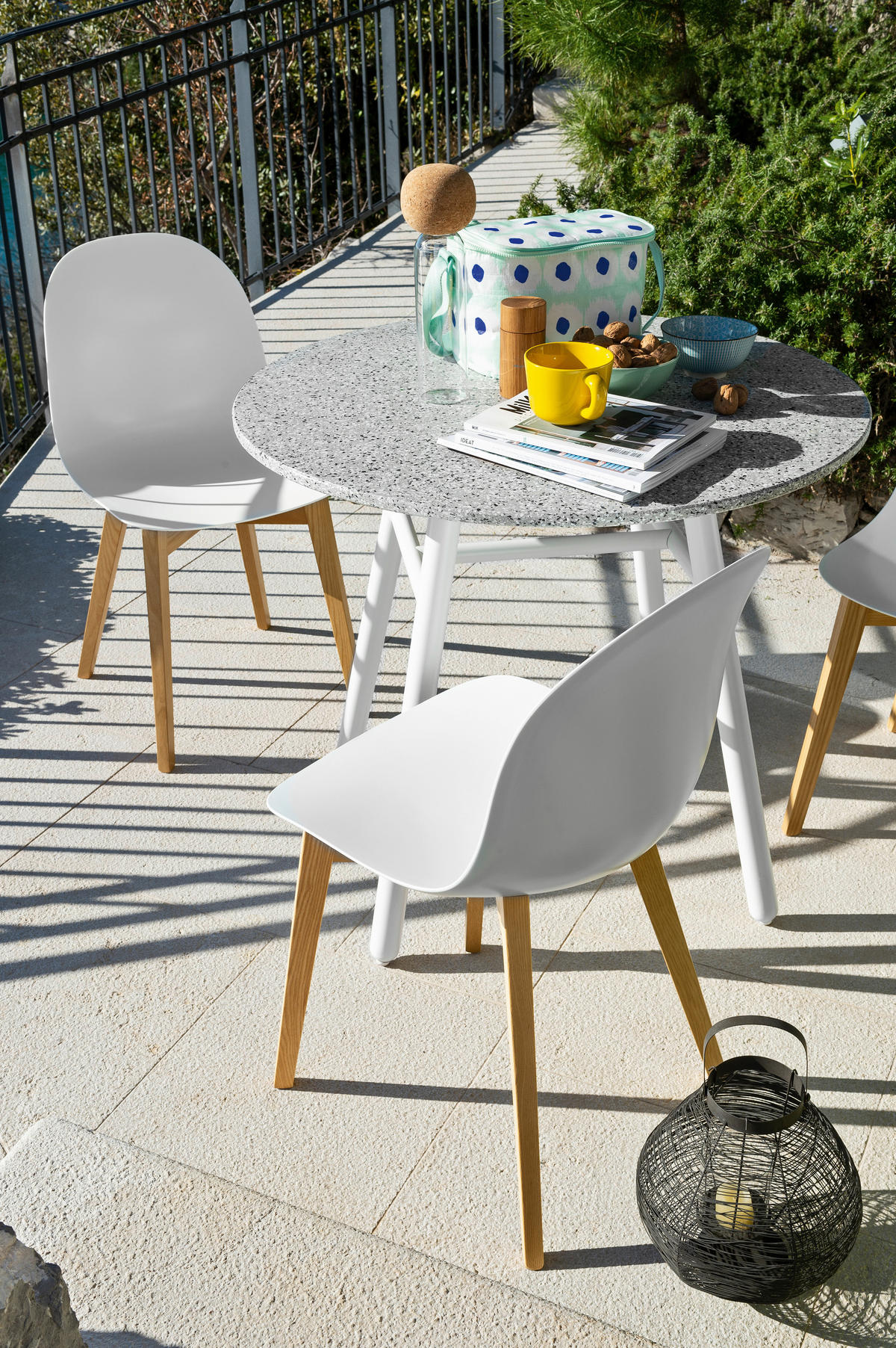 GARTENSTUHL-SET Eiche Weiß, Eichefarben  - Eichefarben/Weiß, LIFESTYLE, Holz/Kunststoff (50/50/50cm) - Connubia 