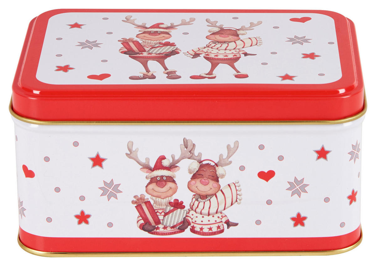 CUTIE PENTRU BISCUIțI  0.95 l  - alb/roșu, Basics, metal (14/10/7,1cm) - X-Mas