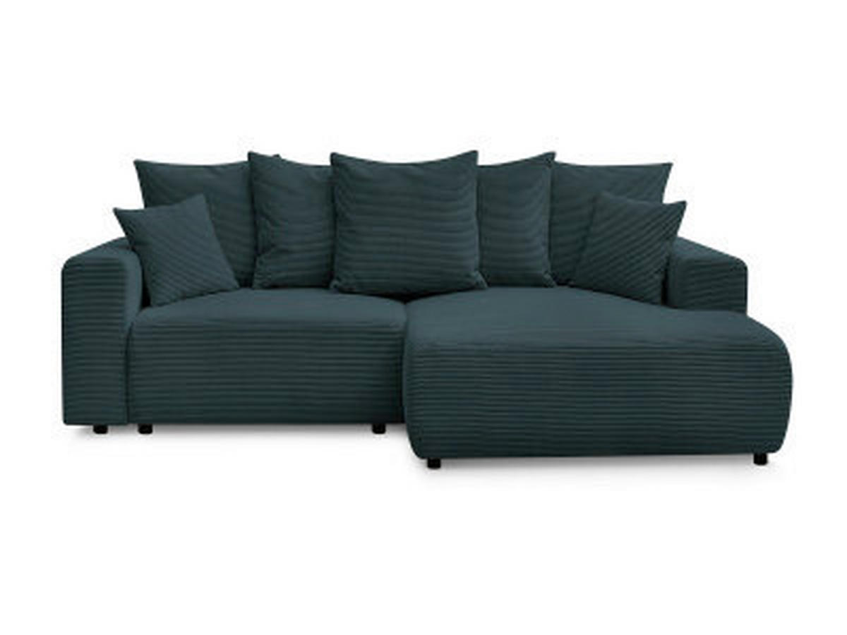 ECKSOFA Ottomane rechts  ATILLA Dunkelblau Cord  - Schwarz/Dunkelblau, MODERN, Kunststoff/Textil (244/149cm)