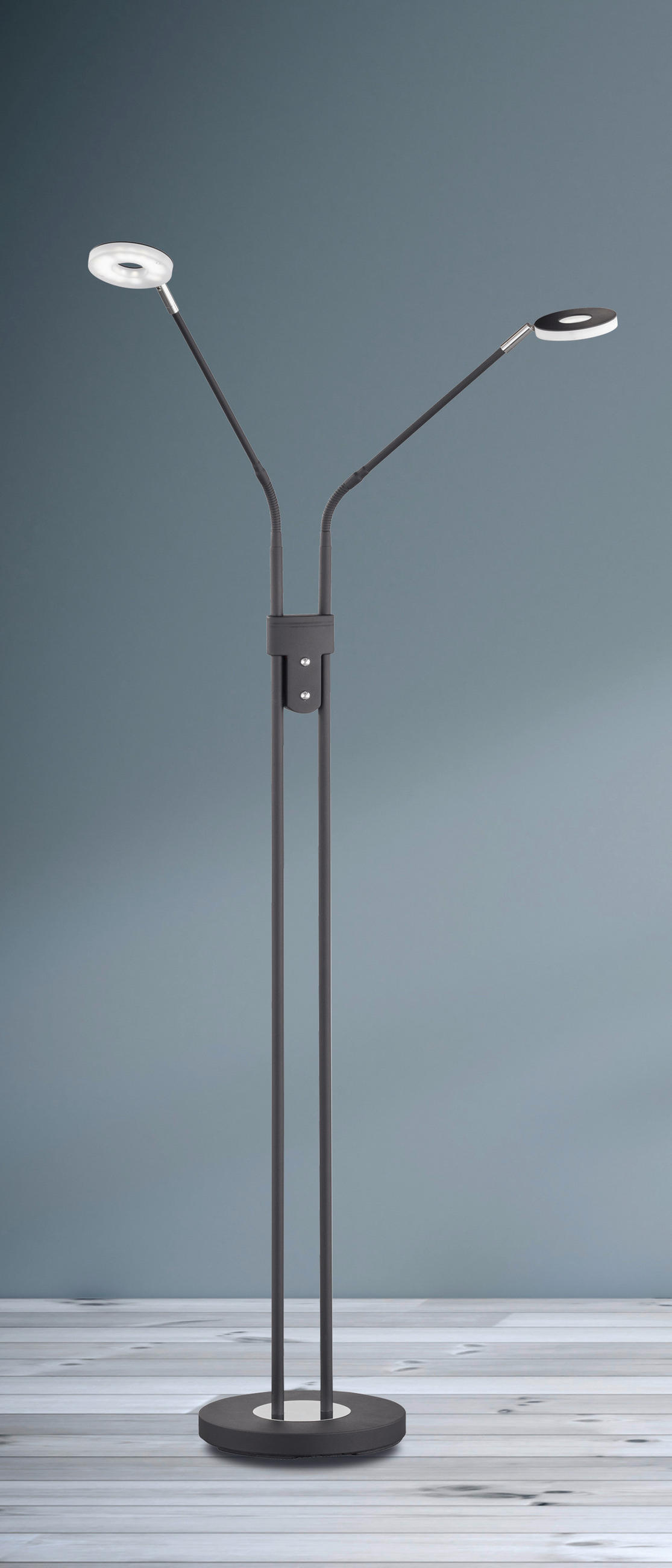 LED-STEHLEUCHTE 25/150 cm    - Schwarz, Basics, Metall (25/150cm) - Fischer & Honsel