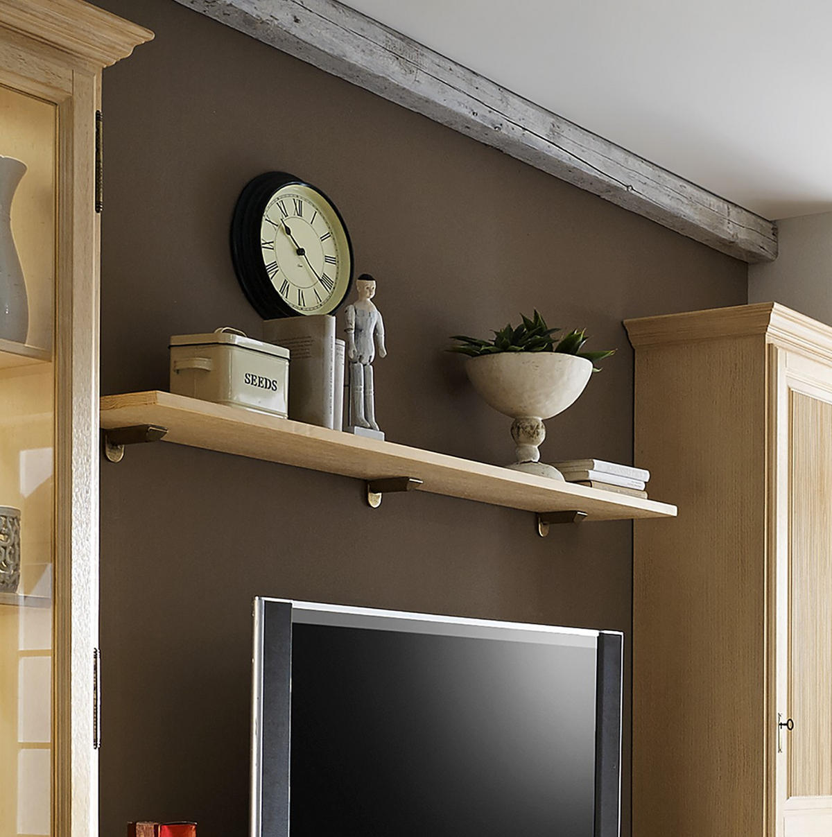 WANDBOARD Pinie massiv Beige  - Beige, Design, Holz (141/3/28cm) - Livetastic