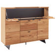 HIGHBOARD Wildeiche  150/121/44 cm  - Wildeiche/Anthrazit, Natur, Glas/Holz (150/121/44cm) - Linea Natura